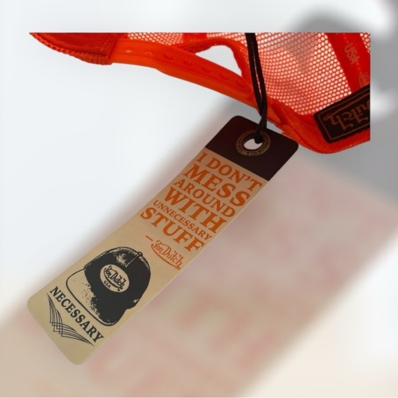 Von Dutch Neon Orange Velvet Trucker Snapback Hat Logo Patch New Streetwear - Picture 6 of 8